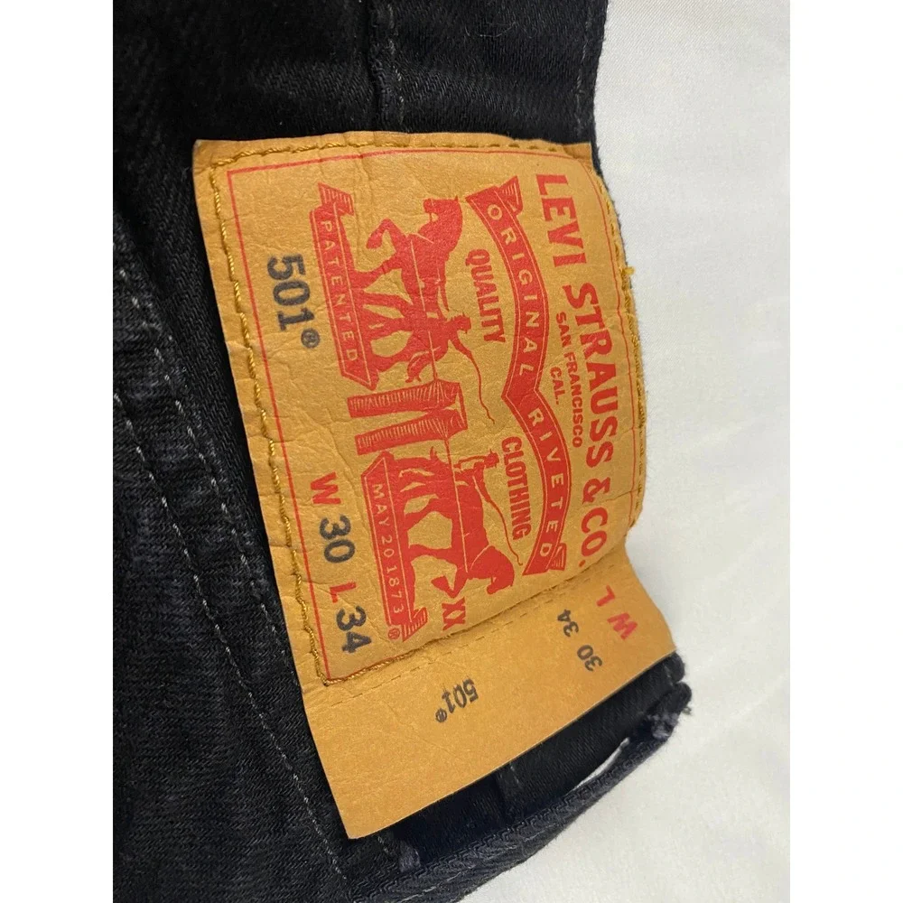 Levi's 501 Original Fit Jeans Mens 30x34 Black Excellent Straight Leg Button Fly